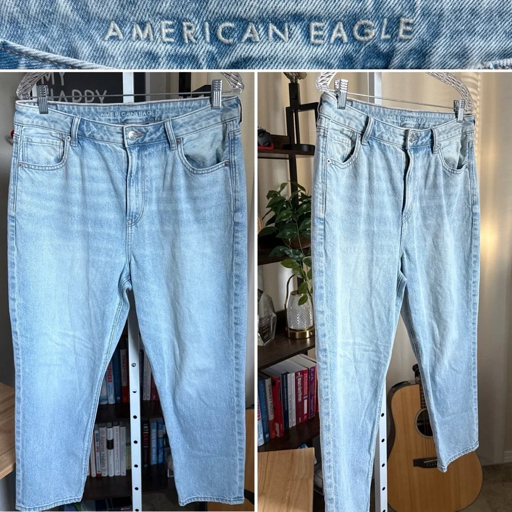 American Eagle Women’s Strigid Mom Light Blue Jeans Size 12 XShort - Picture 1 of 10